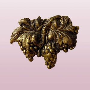Vintage Goldtone Repoussé Grapevine Brooch